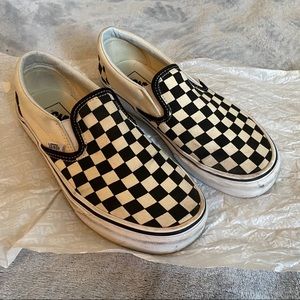 Checkered slip on vans